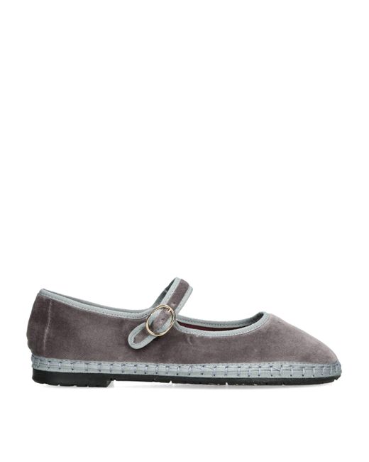 Flabelus White Velvet Sampson Mary Janes