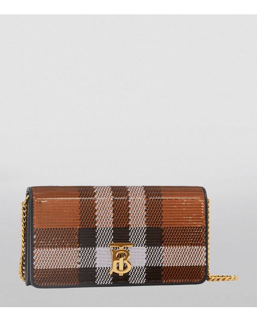 Burberry Sequin Lola Wallet On Chain in Brown | Lyst UK