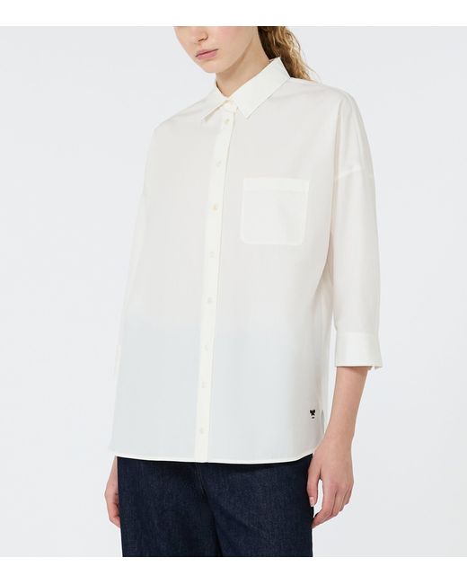 Weekend by Maxmara White Cotton Cropped Sleeve Shirt