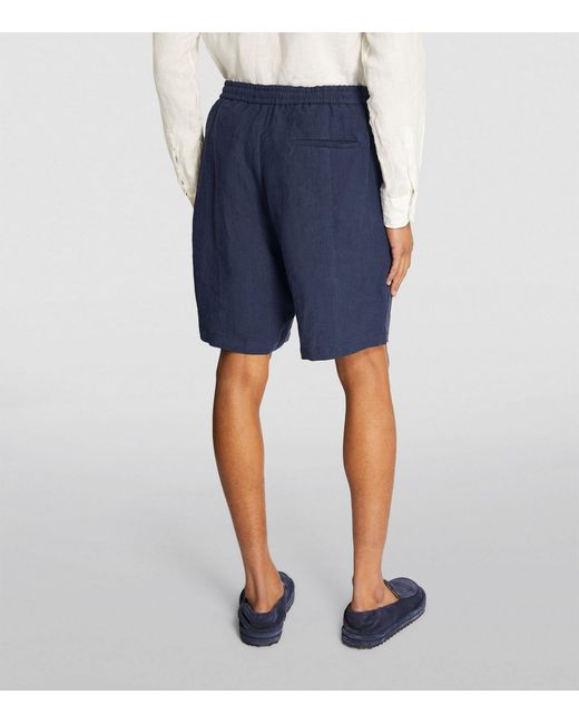 Emporio Armani Blue Linen Shorts for men