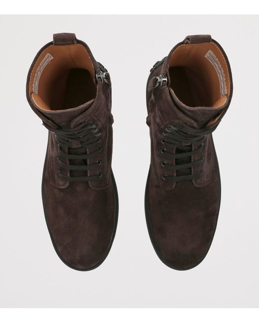 Tod's Brown Suede Winter Gommino Lace-Up Ankle Boots