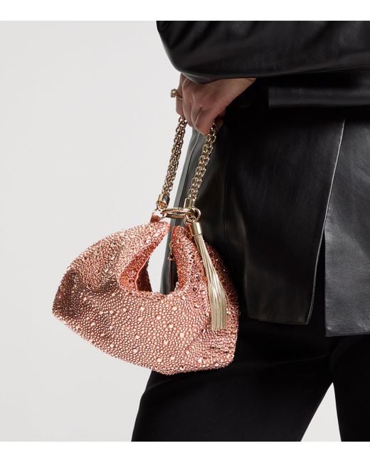 Jimmy Choo Pink Callie Satin Embellished Clutch Bag
