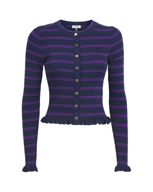Sandro Blue Knitted Stripe Cardigan