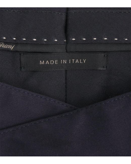 Brioni Blue Cotton-Blend Pienza Straight Trousers for men