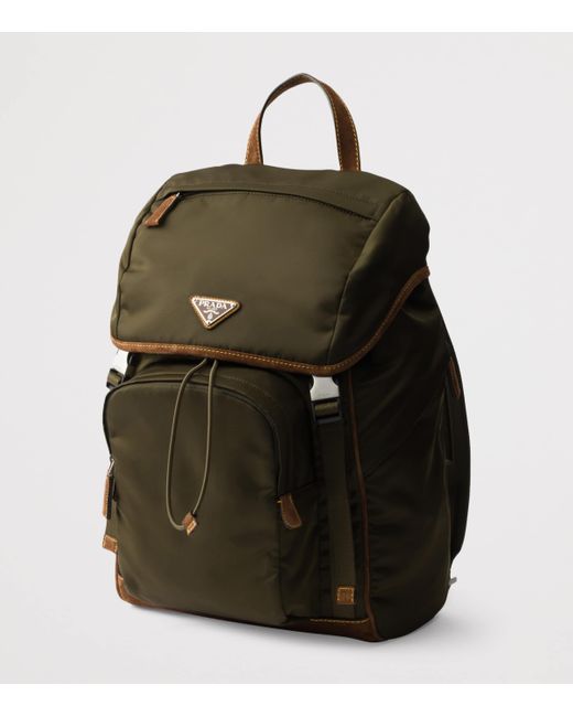 Prada Green Re-Nylon And Suede Backpack for men