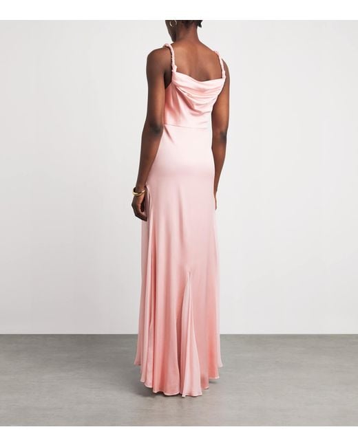 Alice + Olivia Pink Satin Andrina Maxi Dress