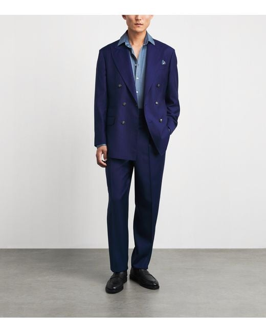 Canali Blue Cotton-Lyocell Jersey Shirt for men
