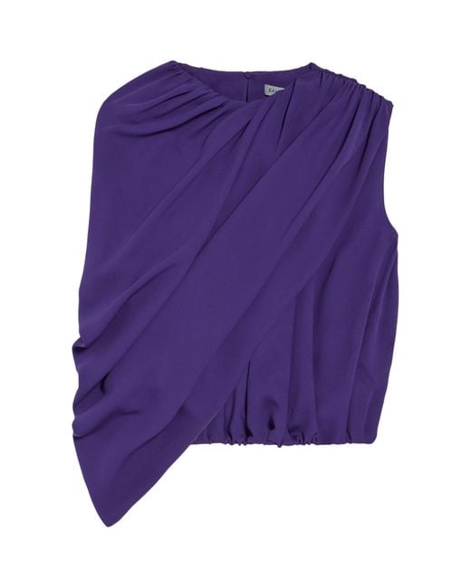 Balenciaga Purple Silk Draped Cape Top