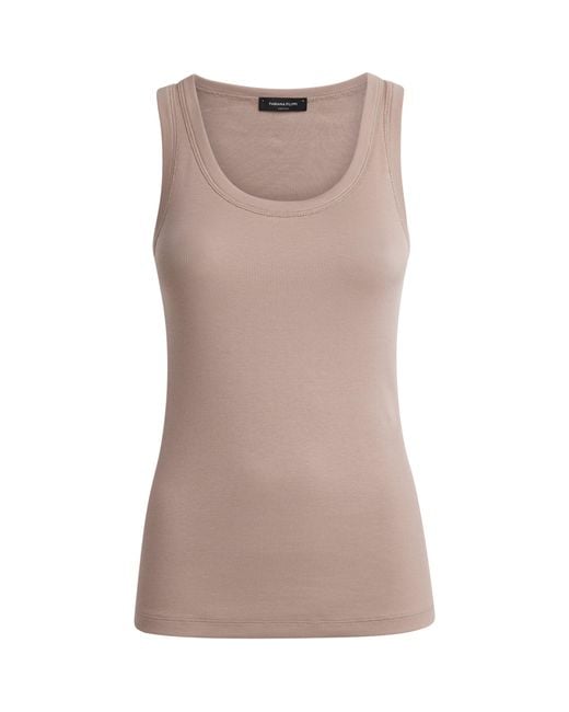 Fabiana Filippi Brown Rib-Knit Embellished Tank Top