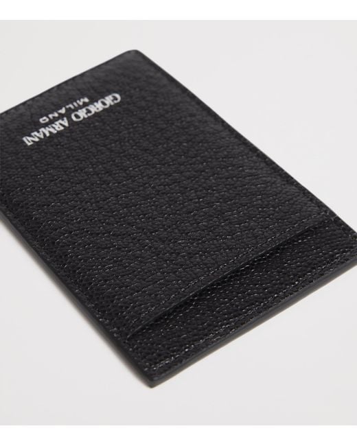 Giorgio Armani Black Grained Leather Card Holder for men