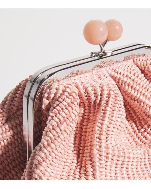 Weekend by Maxmara Pink Small Raffia-Effect Pasticcino Bag