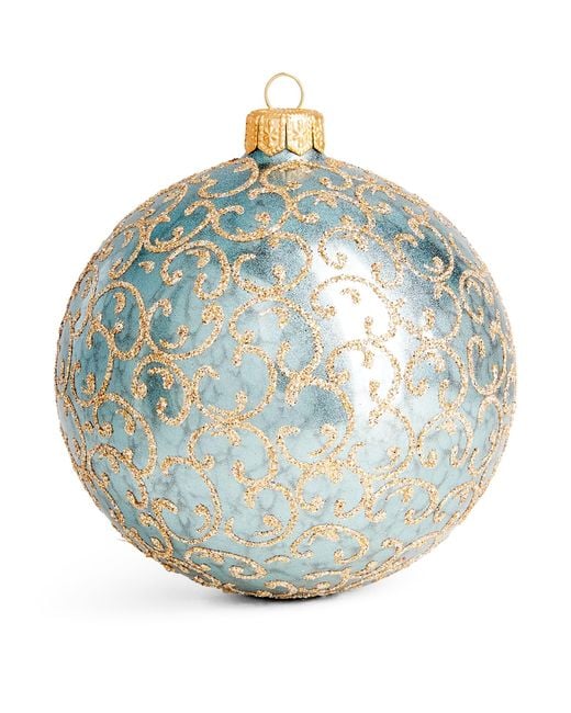 Harrods Blue Glitter Swirl Bauble
