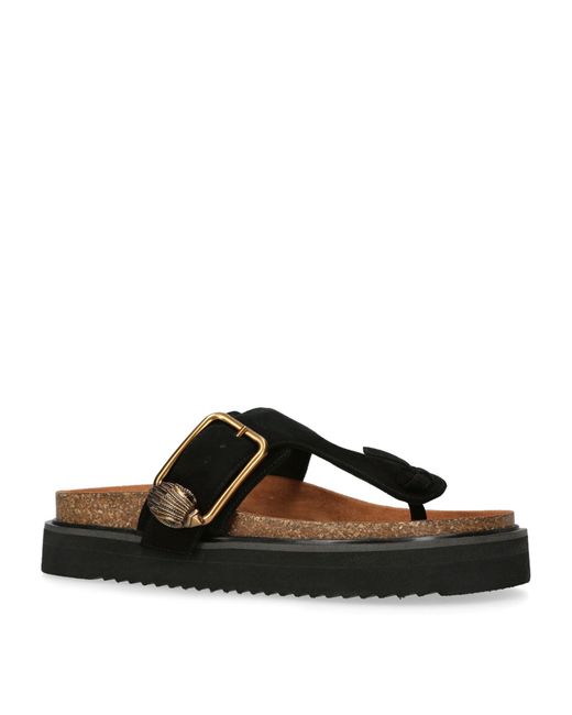 Kurt Geiger Eagle Buckle Tbar Sandals in Black Lyst