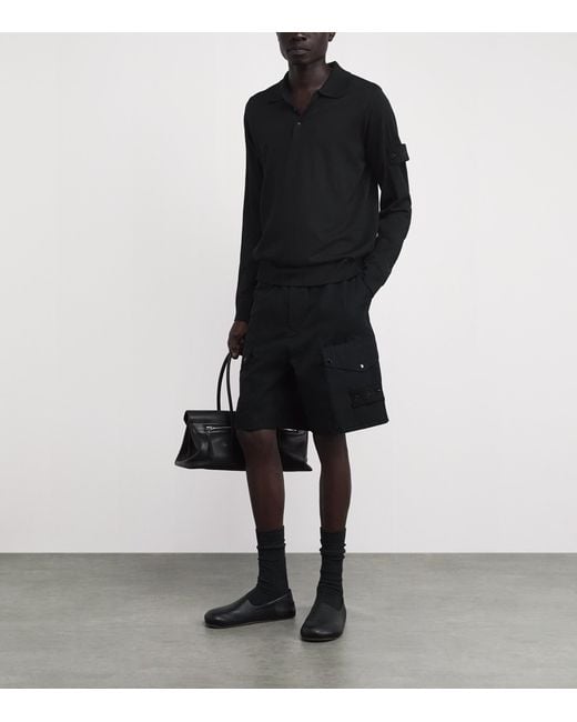 Stone Island Black Virgin Wool Ghost Polo Sweater for men