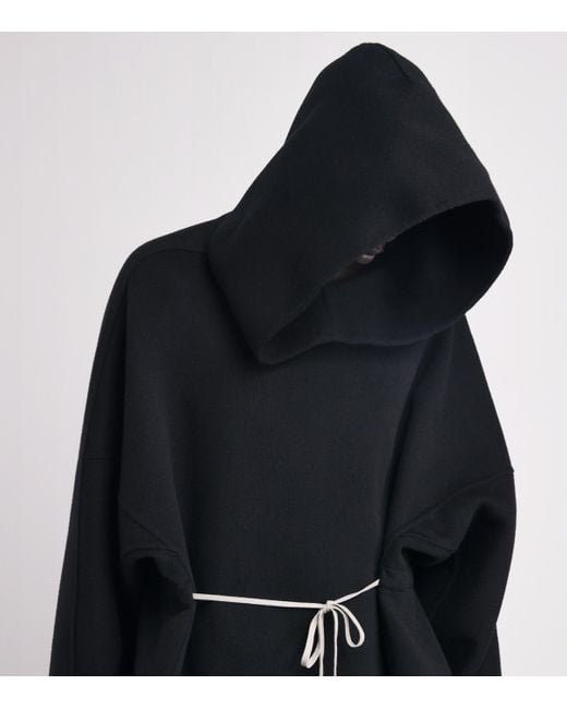 Rick Owens Black Cashmere Double-Faced Tunic Hoodie for men