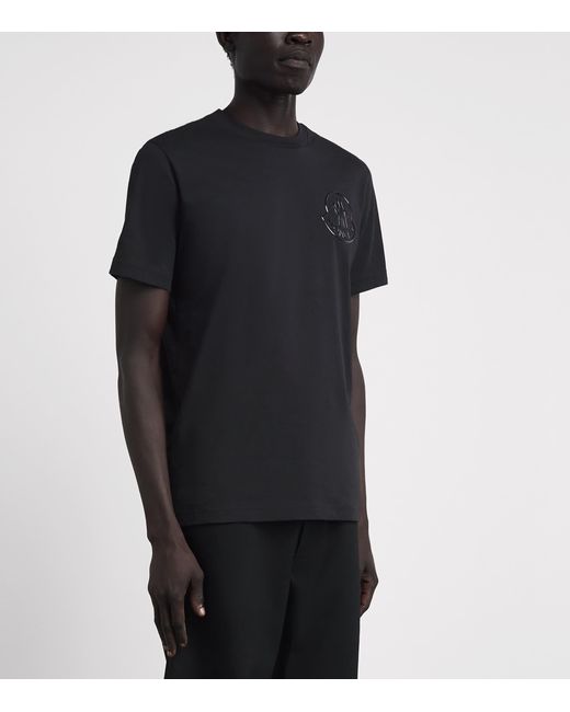 Moncler Black Cotton Logo T-Shirt for men