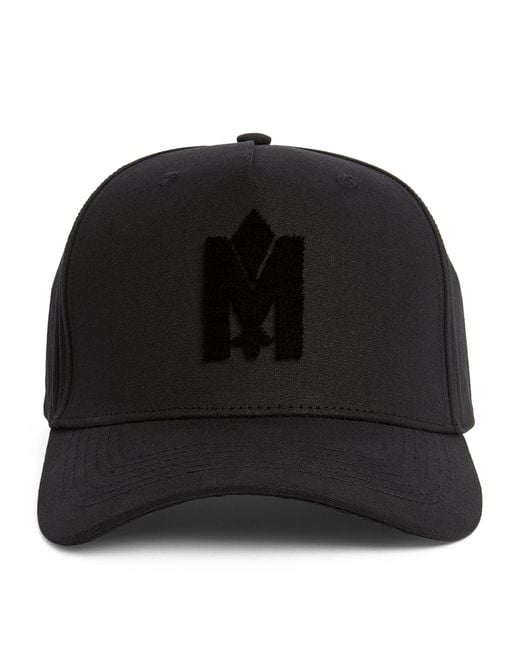 Mackage Black Cotton Monogram Baseball Cap for men