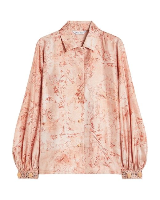 Max Mara Pink Silk Printed Shirt