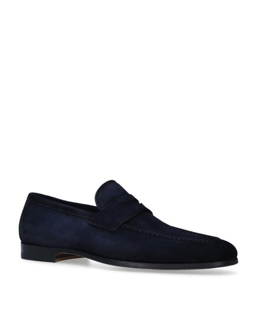 Magnanni Shoes Blue Suede Delos Dress Loafers for men