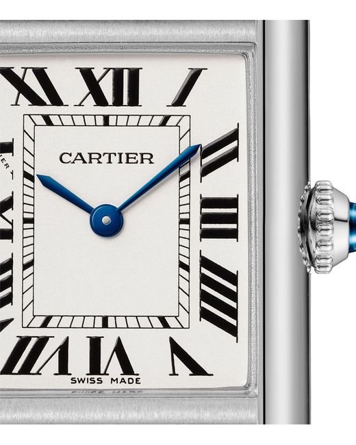 Cartier Black Stainless Steel Tank Must Watch 22mm