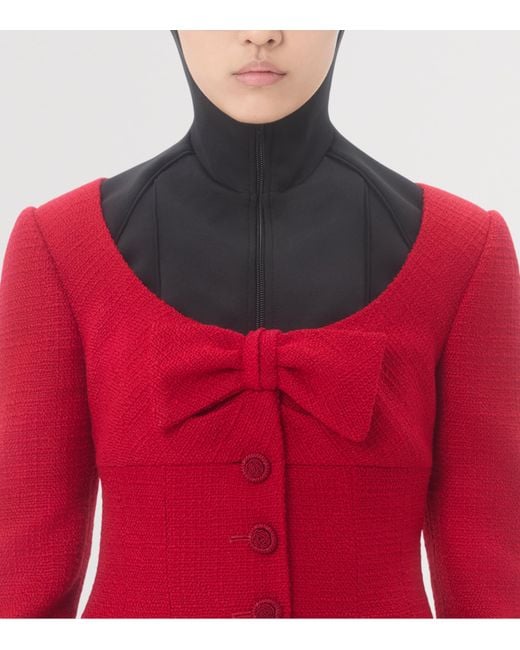 Valentino Red Virgin Wool-Blend Bow Blazer