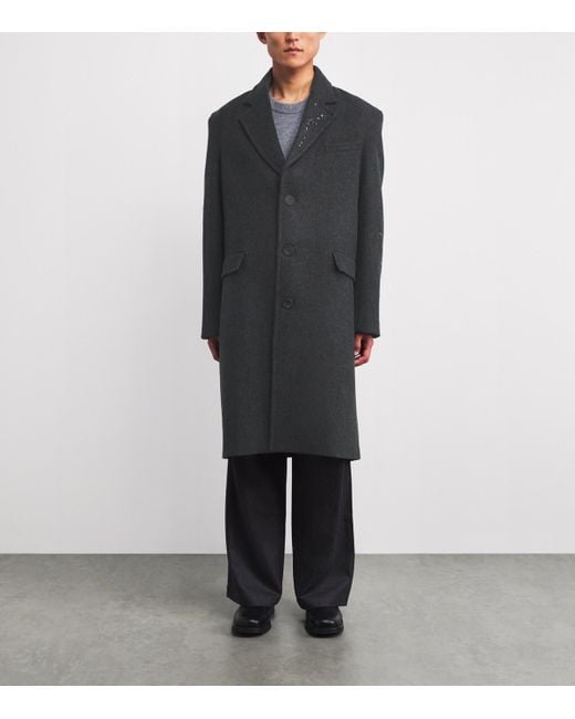 DOMREBEL Gray Wool Exposed Stitching Overcoat for men