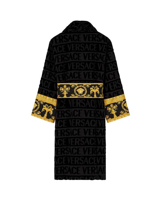 Versace Black Cotton Baroque Robe