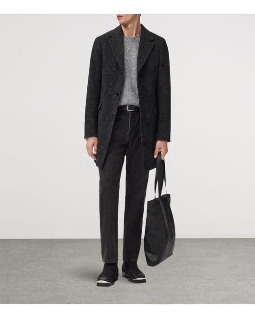 AllSaints Black Wool-Blend Slim Caspian Coat for men