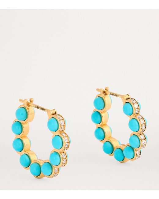 L'Atelier Nawbar Blue And Diamond Atoms Hoop Earrings