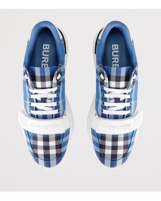 Burberry Blue New Regis Vintage Check Sneakers for men