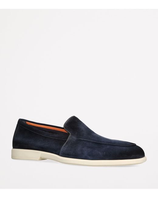 Santoni Blue Suede Malibu Loafers
