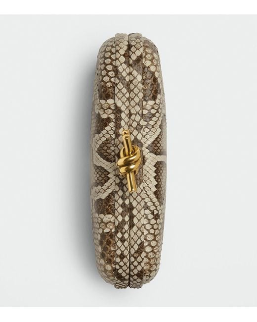 Bottega Veneta Metallic Snakeskin Knot Clutch Bag