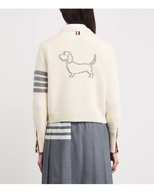 Thom Browne White Wool Hector 4-Bar Cardigan