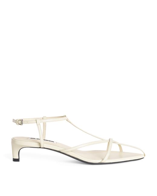 Jil Sander White Leather Strappy Heeled Sandals 35