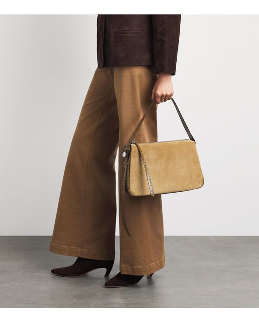 Tory Burch Natural Suede Romy Shoulder Bag