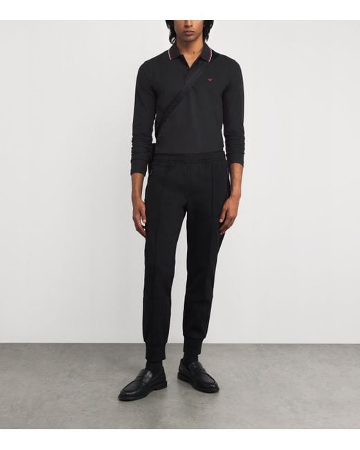 Emporio Armani Black Stretch Piqué Cotton Polo Shirt for men
