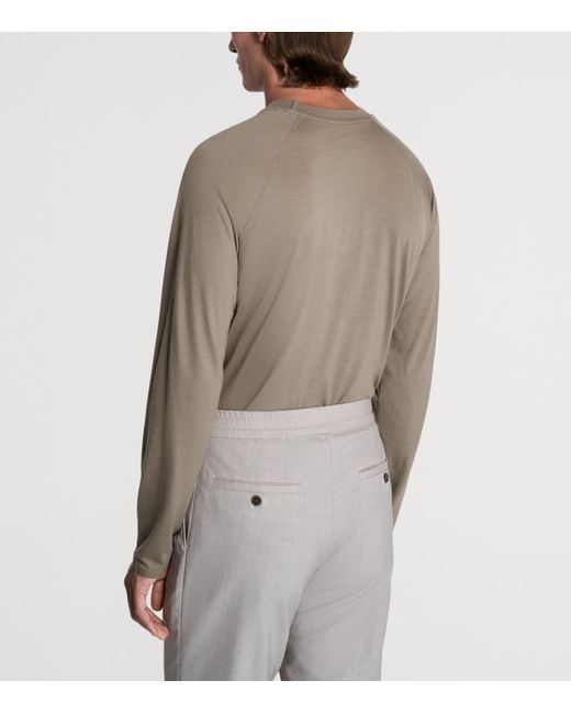 Dunhill Brown Wool-Cashmere Long-Sleeve T-Shirt for men