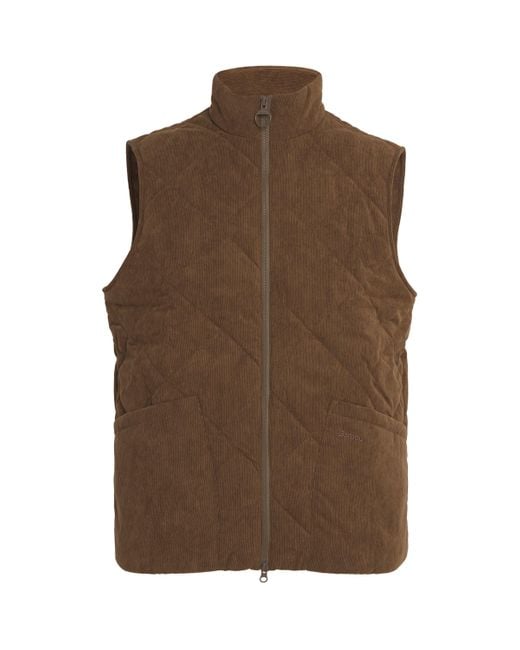 Barbour Brown Corduroy Liddesdale Gilet for men