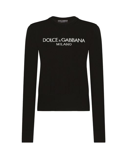 Dolce & Gabbana Black Wool Logo Sweater