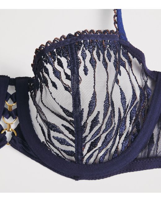Aubade Blue Embroidered Voodoo Kiss Half-Cup Bra