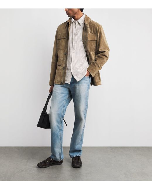 Samsøe & Samsøe White Organic Cotton-Linen Stripe Liam Shirt for men