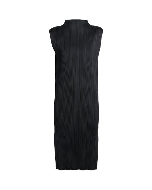 Pleats Please Issey Miyake Swing Solid Midi Tunic Dress in Black