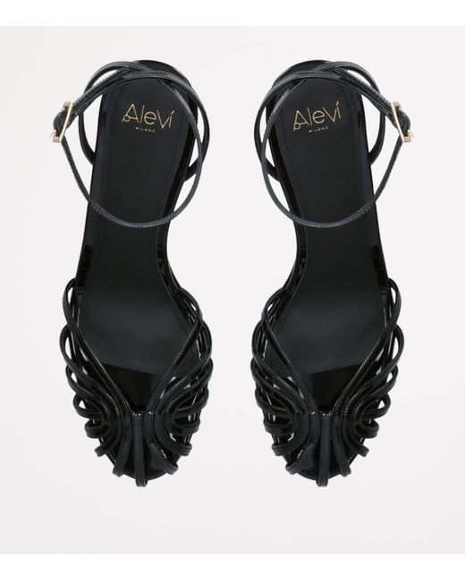 ALEVI Black Patent Leather Ally Heeled Sandals 75