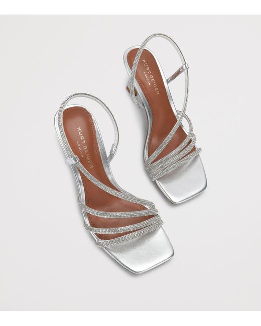 Kurt Geiger White Leather Embellished Annabel Heeled Sandals 80