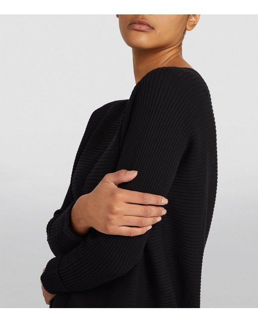 MAX&Co. Black Cotton-blend Ribbed Sweater