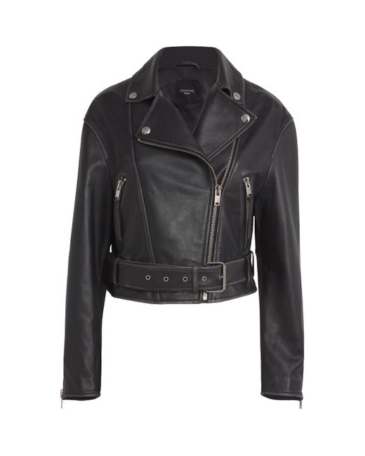 Weekend by Maxmara Black Leather Biker Jacket