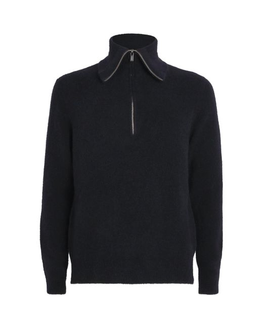 Barena Blue Wool Quarter-Zip Sweater for men