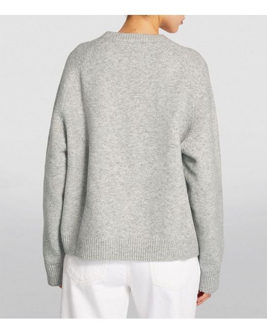 ADANOLA Gray Cotton-blend Logo Sweater