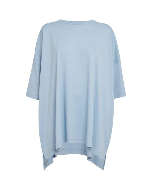 Eskandar Blue Pima Cotton A-line T-shirt