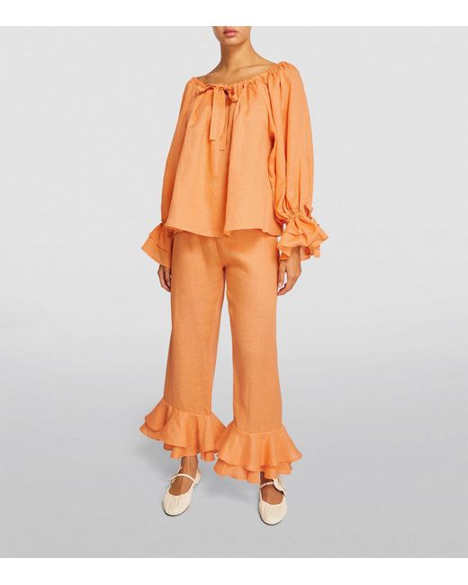 Sleeper Orange Linen Cha-cha Pyjama Set
